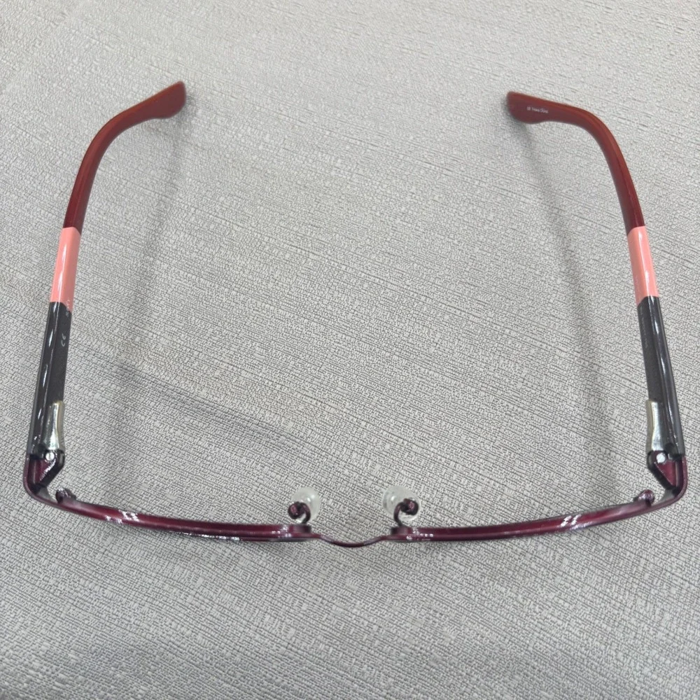 Savvy 387 BU Burgundy Pink Rectangle Stainless Steel Eyeglass Frames 52-17-135